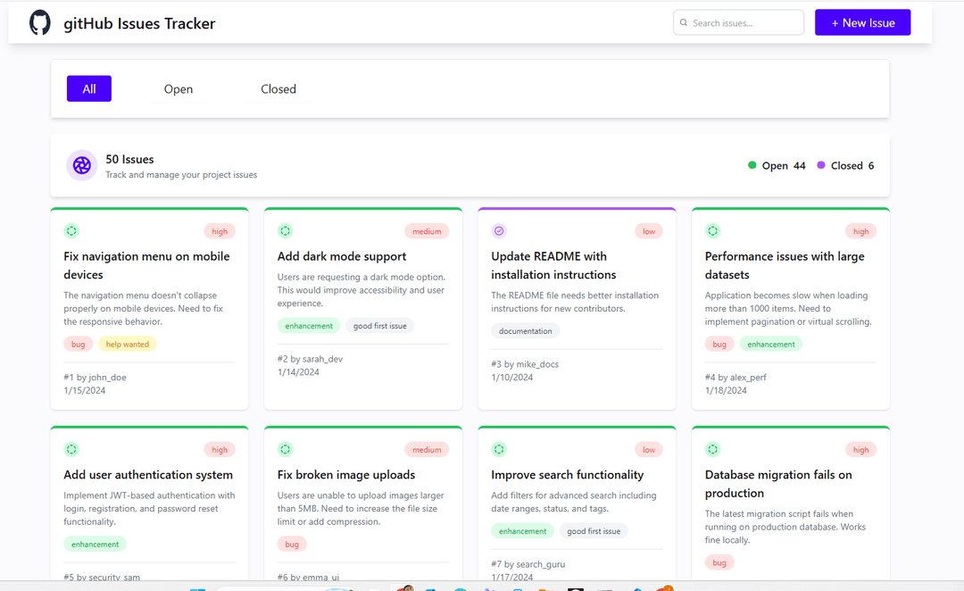 gitHub issues Tracker